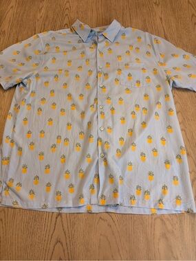 Tori Richard Men’s Pineapple Button Down Tencel Shirt Size Xl